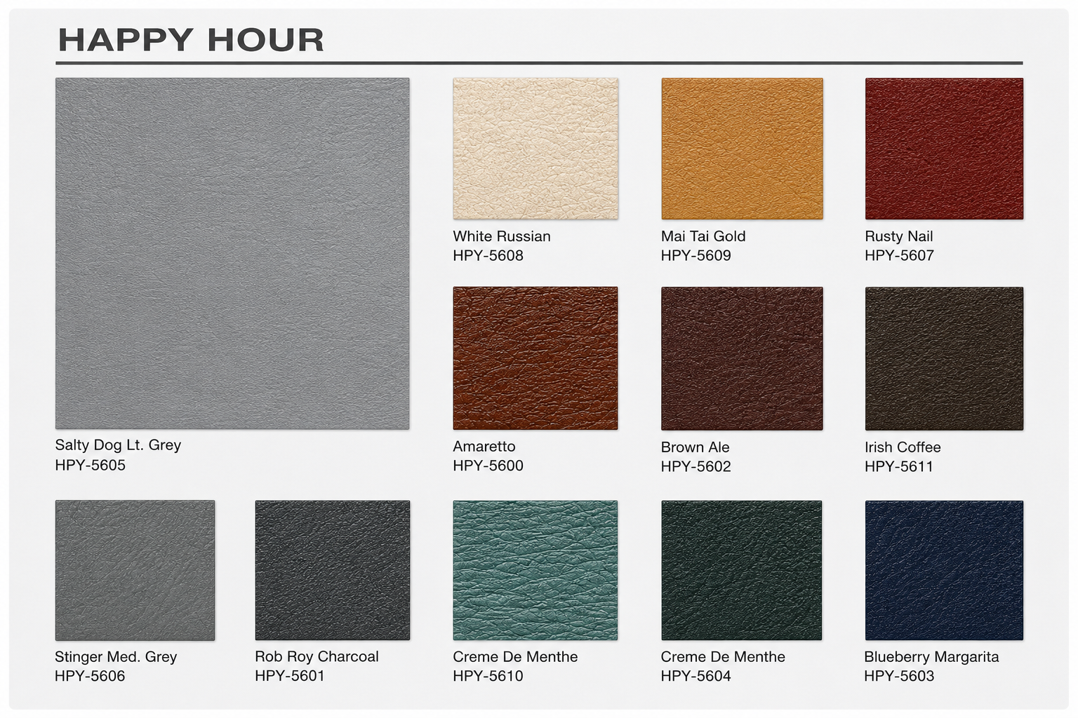 Enduratex Twilight enclosure material catalog with colors and product codes